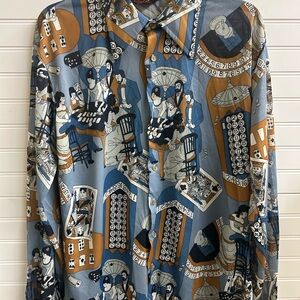 Vintage 1970s Men’s Career Club Poker Dress Shirt